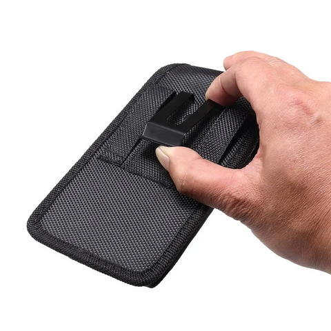 iPhone 16 Plus / 16 Pro Max / Samsung Galaxy S25 Ultra Magnetic Oxford Fabric Belt Clip Waist Bag Card Slot 6.7 / 6.9 inch Phone Case Holster