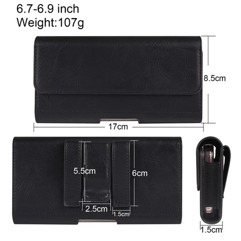 iPhone 16 Pro Max / Samsung Galaxy S25 Ultra Horizontal Elastic Phone Holster with Card Slot 6.7 - 6.9 inch Waist Bag phone case