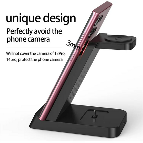 Samsung Watch 3 / 4 / 5 / 6 / 7 / Phone / Earphones Wireless Charging Stand B-20A 3 in 1 Wireless Charger