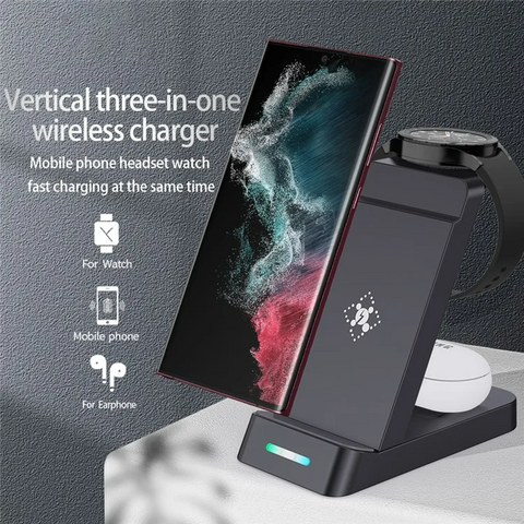Samsung Watch 3 / 4 / 5 / 6 / 7 / Phone / Earphones Wireless Charging Stand B-20A 3 in 1 Wireless Charger
