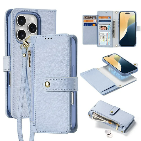 iPhone 16 Pro Max Magnetic Case Cowhide Leather Detachable Phone Cover
