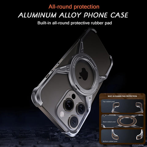 iPhone16 Pro Max/16 Pro/16 360° Rotating Ring Stand MagSafe Ultra-Thin Aluminum Alloy All-Round Protection Phone Case