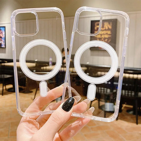 iPhone transparent wireless magnetized phone case
