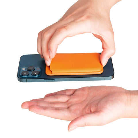 Leather magnetic phone card bag holder