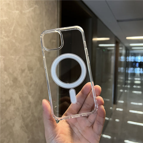 iPhone transparent wireless magnetized phone case
