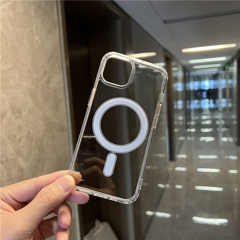 iPhone transparent wireless magnetized phone case