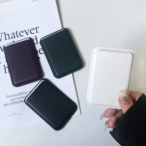 Leather magnetic phone card bag holder