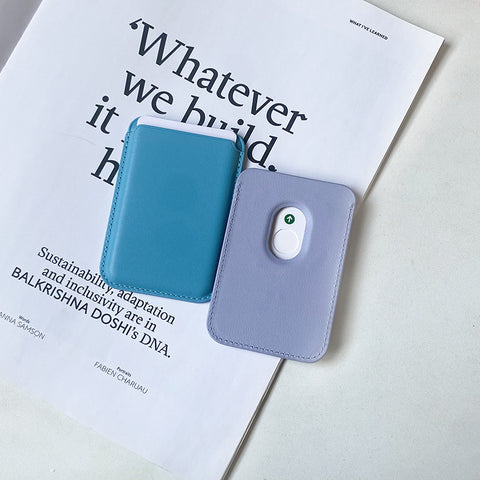 Leather magnetic phone card bag holder