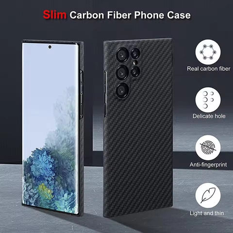 Samsung Galaxy S23 S24 Ultra Plus Aramid Fiber Ultra-Thin Kevlar Pure Carbon Fiber Shockproof Phone Case