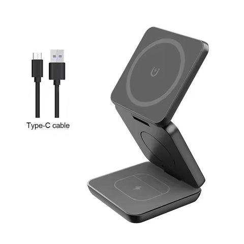 3 in 1 Magnetic Wireless Charger Stand Foldable Wireless Charging Station For Magsafe iPhone 15 14 13 12 Pro Max Apple Watch 8 9