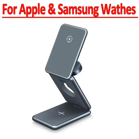 iPhone 15 14 13 12 Pro Watch Samsung Galaxy Watch 30W Magnetic Wireless Charger 3 in 1 Foldable Stand Fast Charging Station