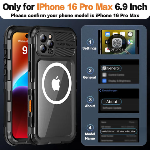 iPhone 16 pro max 360° full-body protective metal MagSafe drop proof waterproof case