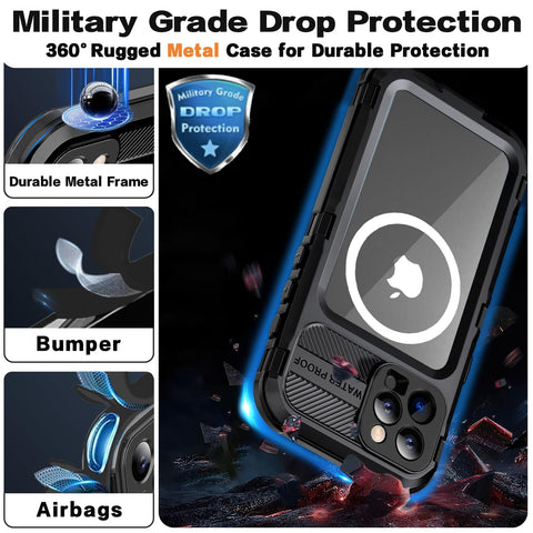 iPhone 16 pro max 360° full-body protective metal MagSafe drop proof waterproof case