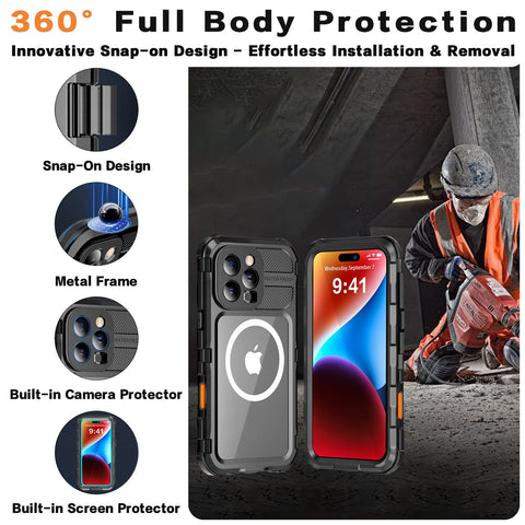 iPhone 16 pro max 360° full-body protective metal MagSafe drop proof waterproof case
