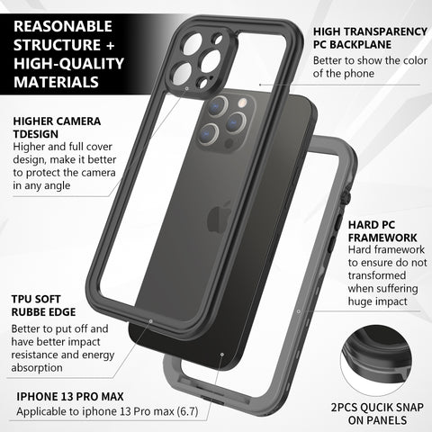 ip68 waterproof phone case for iphone 13 14 15 16 pro max